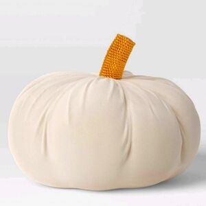 NWT THRESHOLD fall Halloween Thanksgiving large 16' Shaped Velvet cream Pumpkin
